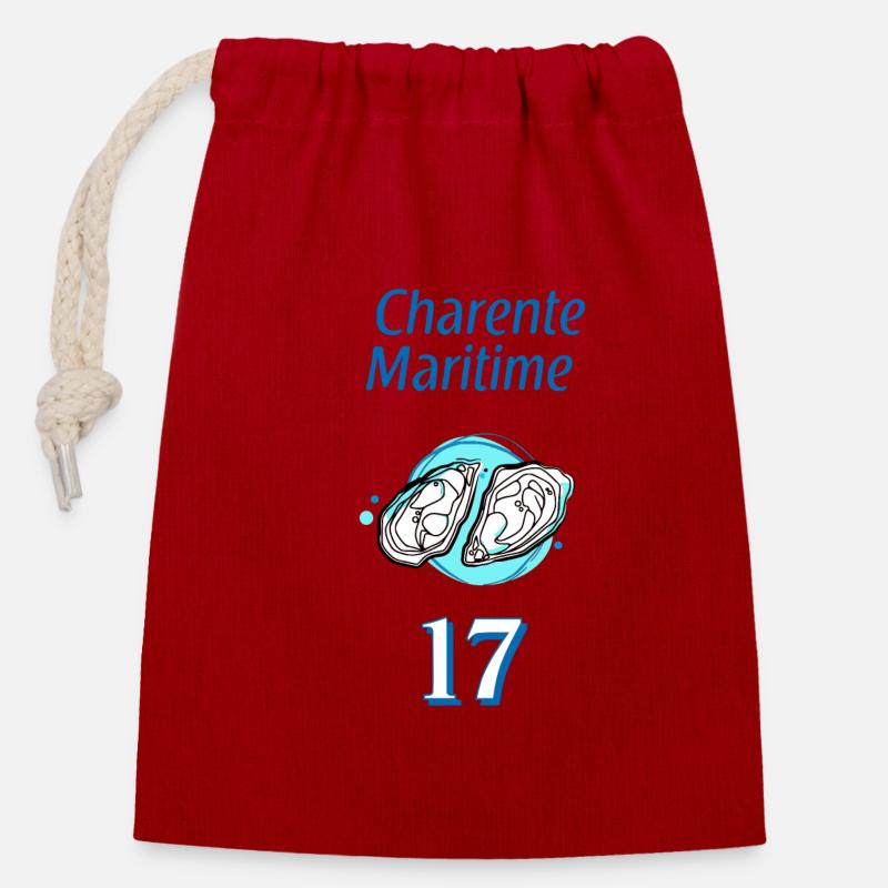 Charente-Maritime - Sac cadeau en coton avec cordon (14 x 20 cm) - rouge