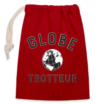 Globe trotteur humour voyageur cadeau homme - Sac cadeau en coton avec cordon (14 x 20 cm) - rouge - Devant