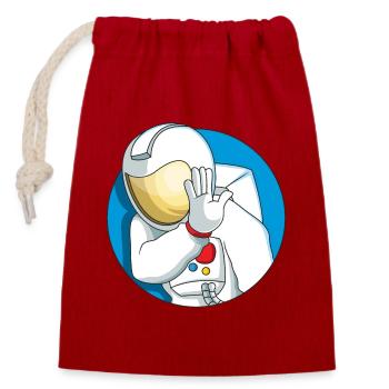 Shy astronaut - Closable cotton gift bag (14x20cm) - red - Front