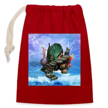 Little fairy on the beach - Closable cotton gift bag (14x20cm) - red - Front