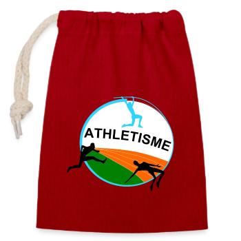 Athlétisme - Sac cadeau en coton avec cordon (14 x 20 cm) - rouge - Devant