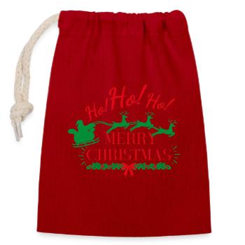 MERRY CHRISTMAS - Sac cadeau en coton avec cordon (14 x 20 cm) - rouge - Devant