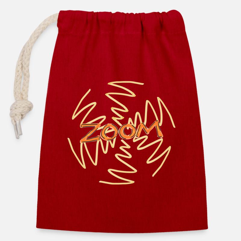 ZOOM! - Sac cadeau en coton avec cordon (14 x 20 cm) - rouge