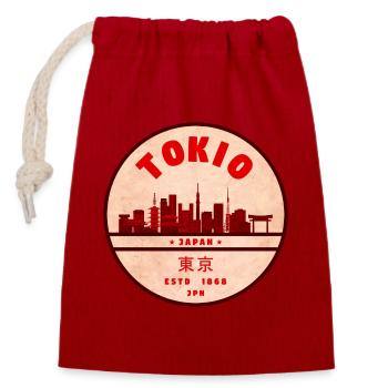 Insigne vintage Tokyo Skyline - Sac cadeau en coton avec cordon (14 x 20 cm) - rouge - Devant
