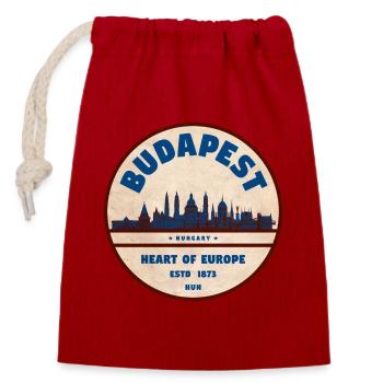 Écusson vintage du Budapest Cœur d’Europe - Sac cadeau en coton avec cordon (14 x 20 cm) - rouge - Devant