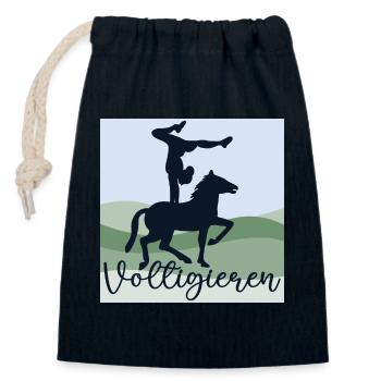 VOLTIGIEREN VOLTIGIERSPORT - PFERDE REITERIN - Verschließbarer Geschenkbeutel aus Baumwolle (14x20cm) - Navy - Vorne