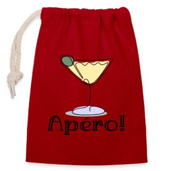 Aperitif - Cocktail - DRINK - Closable cotton gift bag (14x20cm) - red - Front