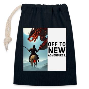 Asia Samurai en route pour de nouvelles aventures - Sac cadeau en coton avec cordon (14 x 20 cm) - bleu marine - Devant