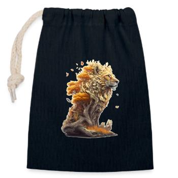 Lion avec des éléments de savane, conception de lion - Sac cadeau en coton avec cordon (14 x 20 cm) - bleu marine - Devant