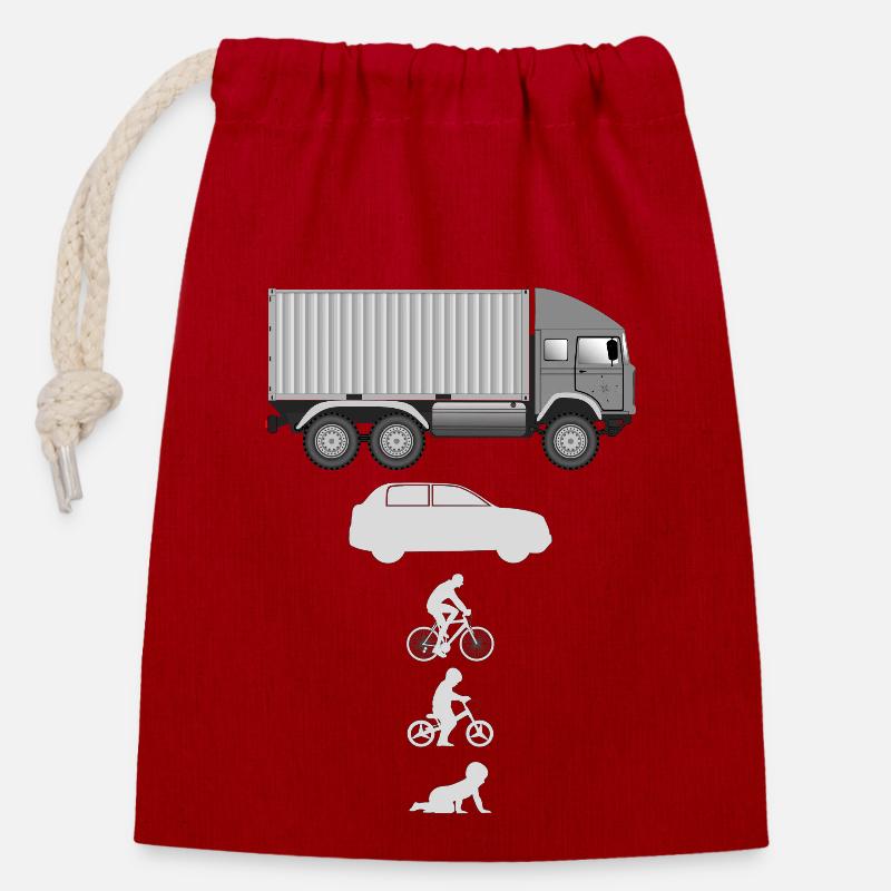 Camion porte-conteneurs Evolution - Sac cadeau en coton avec cordon (14 x 20 cm) - rouge