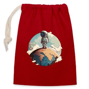 Fly me to the moon - Sac cadeau en coton avec cordon (14 x 20 cm) - rouge - Devant