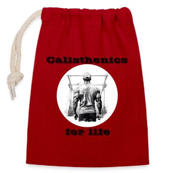 Calisthenics for life - Verschließbarer Geschenkbeutel aus Baumwolle (14x20cm) - Rot - Vorne