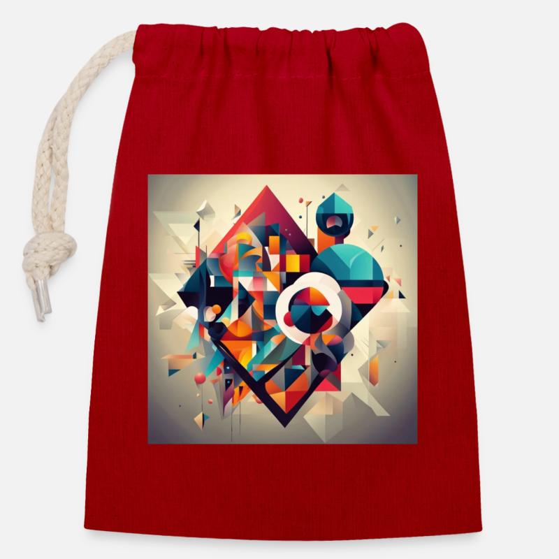Geometry Type - Closable cotton gift bag (14x20cm) - red