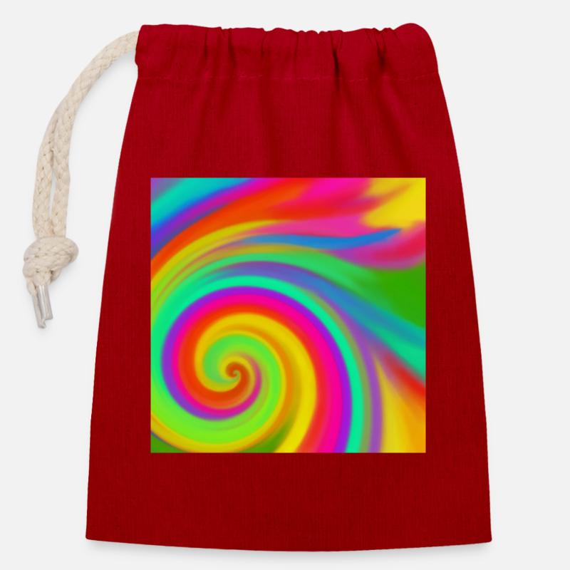 Rainbow vortex - Closable cotton gift bag (14x20cm) - red