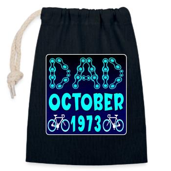 51. Geburtstag - Radfahrender Vater Oktober 1973 - Verschließbarer Geschenkbeutel aus Baumwolle (14x20cm) - Navy - Vorne