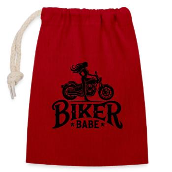 Biker Babe - Verschließbarer Geschenkbeutel aus Baumwolle (14x20cm) - Rot - Vorne