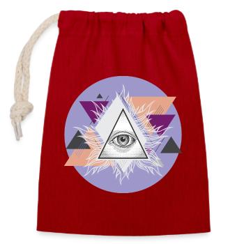 Oeil triangulaire géométrique avec auras - Sac cadeau en coton avec cordon (14 x 20 cm) - rouge - Devant