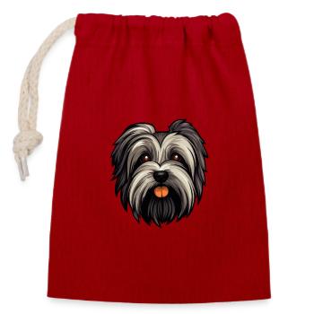 Skye Terrier chien race dessin animé Kawaii Illustration - Sac cadeau en coton avec cordon (14 x 20 cm) - rouge - Devant