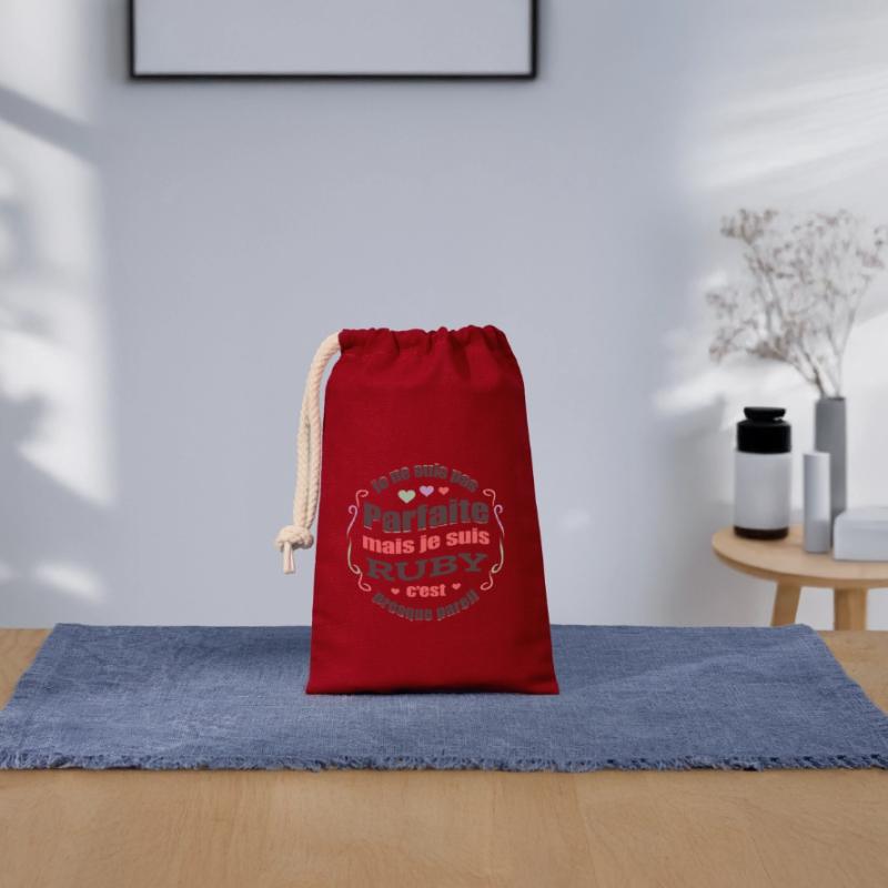 RUBY PARFAITE - PRENOM RUBY Sac cadeau en coton avec cordon (14 x 20 cm)