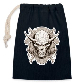 Dark Fantasy Crest Demon Skull RPG Shirt - Closable cotton gift bag (14x20cm) - navy - Front