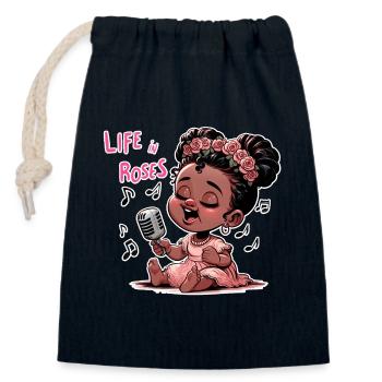 La Vie en Rose - Verschließbarer Geschenkbeutel aus Baumwolle (14x20cm) - Navy - Vorne