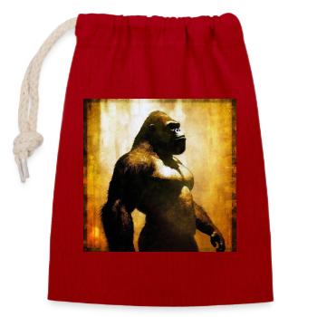 Gorilla 03 - Closable cotton gift bag (14x20cm) - red - Front