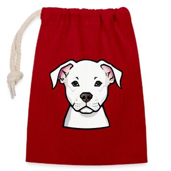 Illustration de chien mignon pour les vêtements - Sac cadeau en coton avec cordon (14 x 20 cm) - rouge - Devant