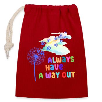 Graphiques colorés avec slogan - Sac cadeau en coton avec cordon (14 x 20 cm) - rouge - Devant