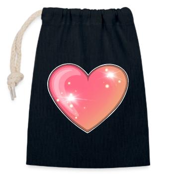 Funkelndes rosa Herz Illustration - Verschließbarer Geschenkbeutel aus Baumwolle (14x20cm) - Navy - Vorne