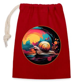 Snail in a colorful circle always with the calm - Closable cotton gift bag (14x20cm) - red - Front