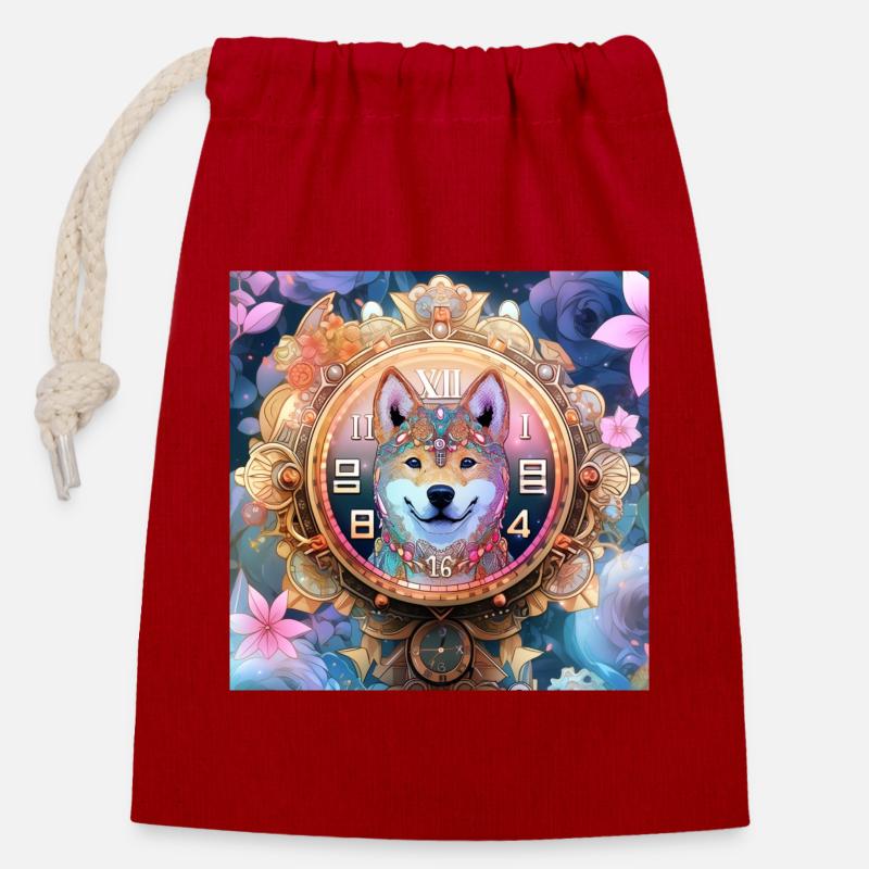The Temporal Observer - Closable cotton gift bag (14x20cm) - red
