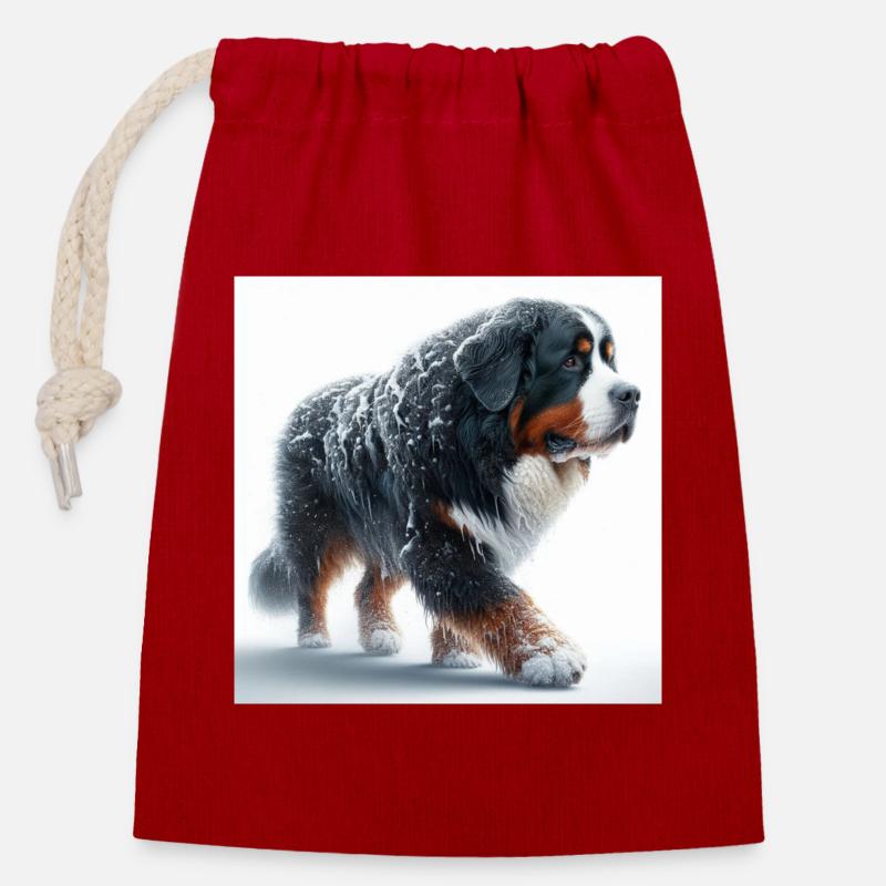 Berner Sennenhund - Verschließbarer Geschenkbeutel aus Baumwolle (14x20cm) - Rot