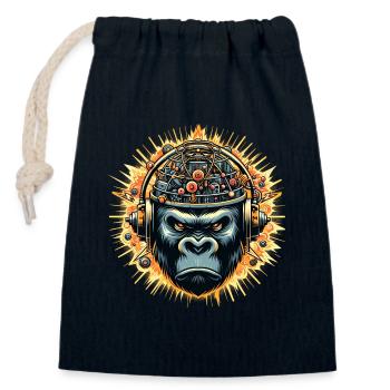 Gorilla Cybersound avec Techno Head - Sac cadeau en coton avec cordon (14 x 20 cm) - bleu marine - Devant