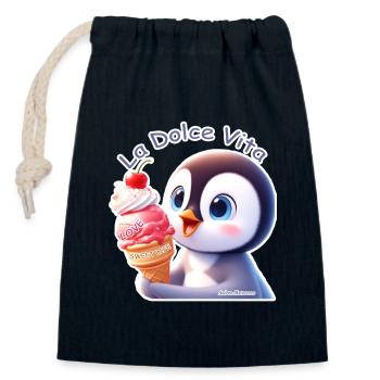 Pingouin - La Dolce Vita - Sac cadeau en coton avec cordon (14 x 20 cm) - bleu marine - Devant