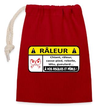 Sich beschwerende Gefahr - Verschließbarer Geschenkbeutel aus Baumwolle (14x20cm) - Rot - Vorne