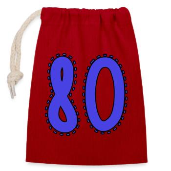 80. 80 JAHRE. 80. JAHRESTAG. 80-JÄHRIGES JUBILÄUM. - Verschließbarer Geschenkbeutel aus Baumwolle (14x20cm) - Rot - Vorne