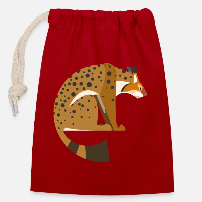 Lynx - Closable cotton gift bag (14x20cm) - red
