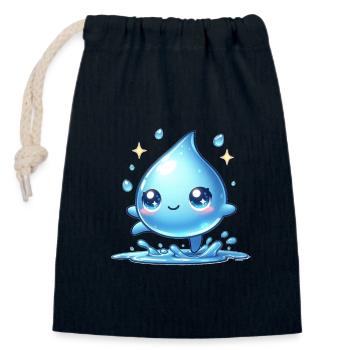 Water - Closable cotton gift bag (14x20cm) - navy - Front