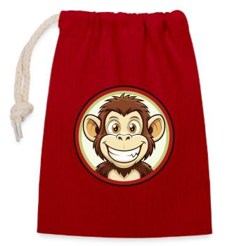 Affe Bunte Kawaii Cartoon Figur Clipart - Verschließbarer Geschenkbeutel aus Baumwolle (14x20cm) - Rot - Vorne