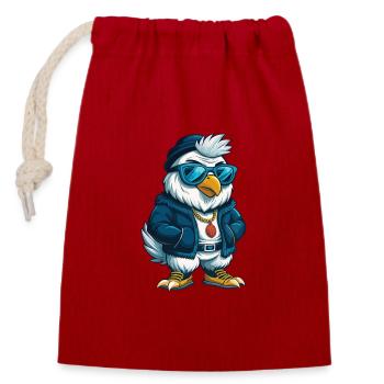 poulet cool personnage de dessin animé Kawaii Clipart - Sac cadeau en coton avec cordon (14 x 20 cm) - rouge - Devant