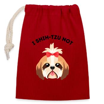 Je ne shih-tzu pas - Jeu de mots drôle Chien - Sac cadeau en coton avec cordon (14 x 20 cm) - rouge - Devant
