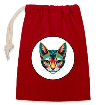Pixie Bob Cat Breed Cartoon Kawaii Animal Pet - Closable cotton gift bag (14x20cm) - red - Front