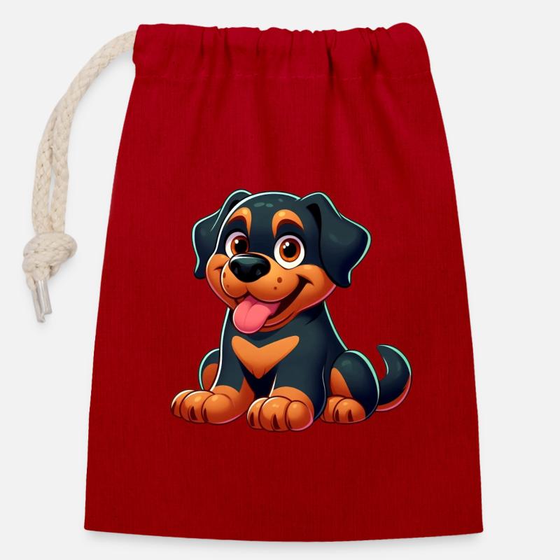 Rottweiller 8 - Verschließbarer Geschenkbeutel aus Baumwolle (14x20cm) - Rot