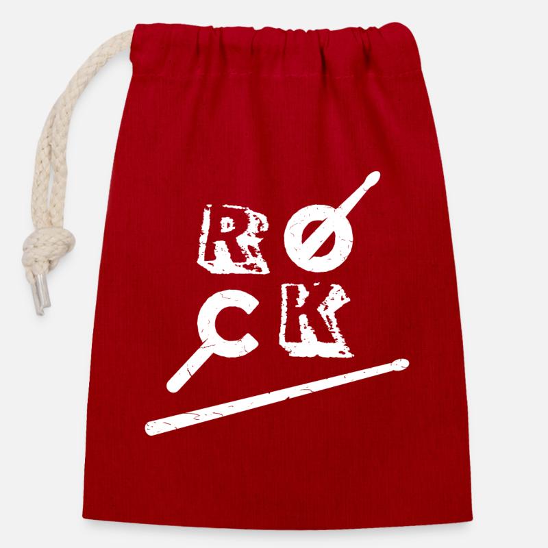 ROCK Drumsticks Drums - Closable cotton gift bag (14x20cm) - red