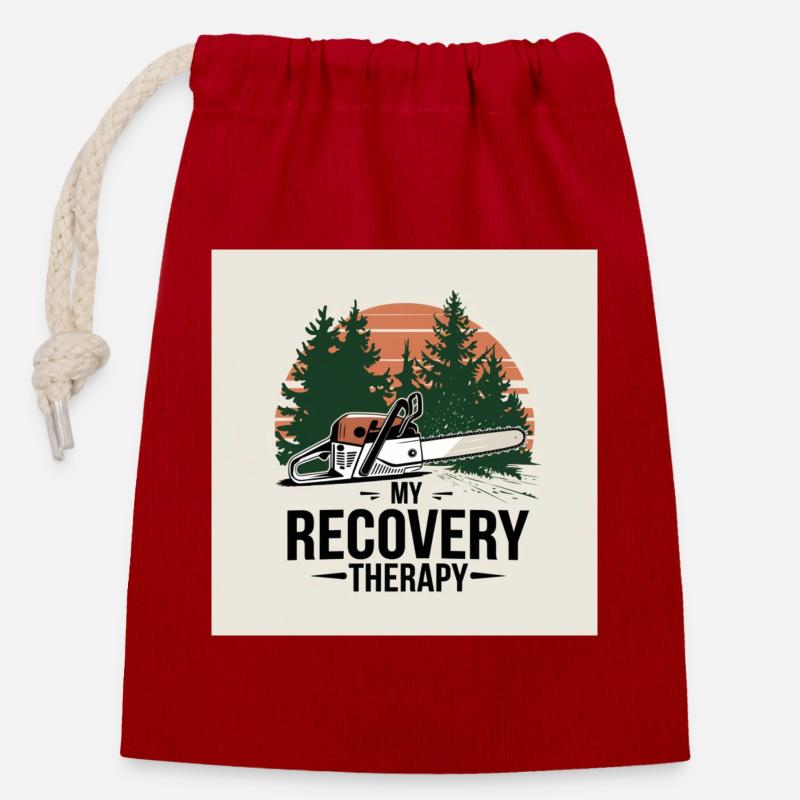 Ma forêt de thérapie de rétablissement - Sac cadeau en coton avec cordon (14 x 20 cm) - rouge