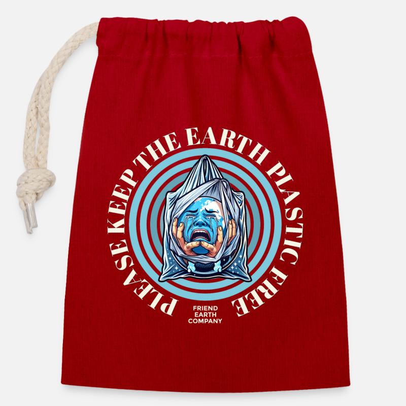 Plastic-free soil - Closable cotton gift bag (14x20cm) - red