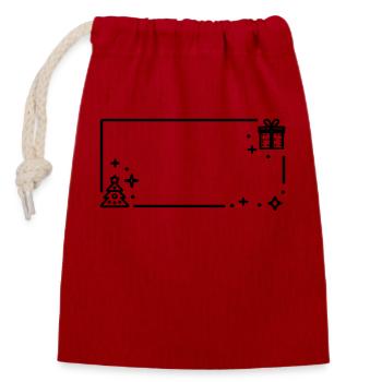 Décor de Noël - Sac cadeau en coton avec cordon (14 x 20 cm) - rouge - Devant