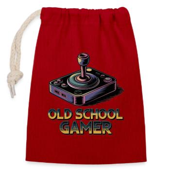 Old School Gamer – Retro-Joystick - Verschließbarer Geschenkbeutel aus Baumwolle (14x20cm) - Rot - Vorne