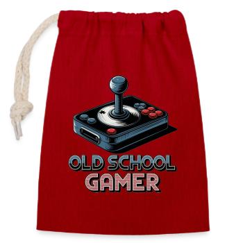 Old School Gamer – Retro-Joystick - Verschließbarer Geschenkbeutel aus Baumwolle (14x20cm) - Rot - Vorne