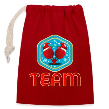 WEIHNACHTEN TEAM PADEL-TENNIS - Verschließbarer Geschenkbeutel aus Baumwolle (14x20cm) - Rot - Vorne